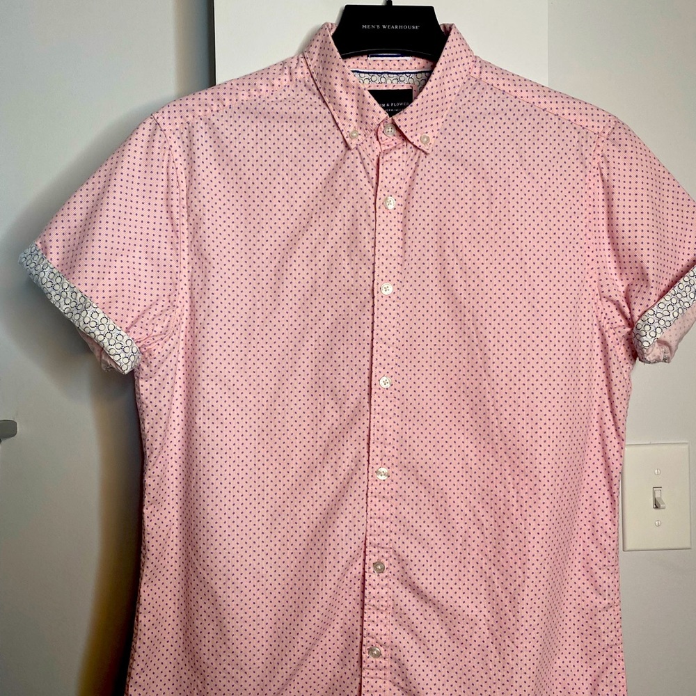 Denim & Flower Pink Short Sleeve Oxford